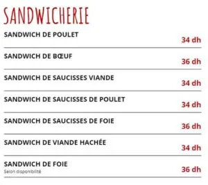 menu la grillardiere meknes