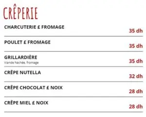 menu la grillardiere meknes