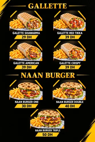 Menu de La Maison Du Shawarma à Agadir