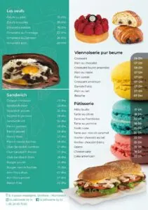Menu La Patisserie by TZ MARRAKECH Les oeufs Sandwich Patisserie Viennoiserie pur beurre