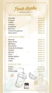 Menu La Petite Bali El Jadida August 2023 091919-355800