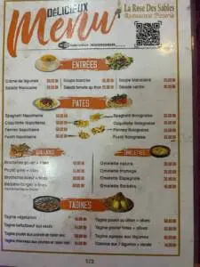 Menu La Rose Des Sables Restaurant Pizzeria Ouarzazate July 2023 555209-560200
