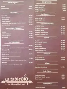 Les menus · 1