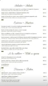 Menu La villa O saveur Tanger June 2023 083520-323300
