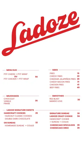Menu de Ladoze