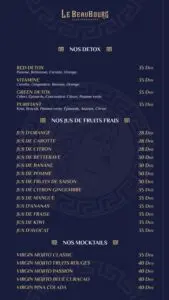 menu le beaubourg restaurant a casablanca 11