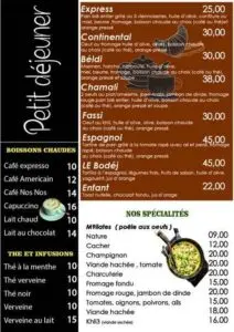 menu snack le bodej marrakech 1