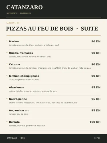 Menu de Le Catanzaro à Marrakech