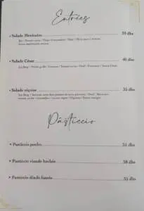 Menu Le comptoir Kenitra