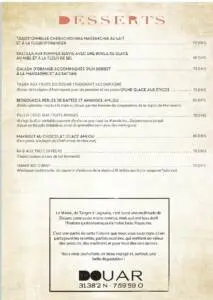 Menu Le Douar Marrakech August 2023 182217-324900