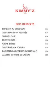 Menu LE KIMMY’Z Casablanca August 2023 303012-678700