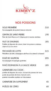 Menu LE KIMMY’Z Casablanca August 2023 313012-219700