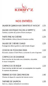 Menu LE KIMMY’Z Casablanca August 2023 303012-965000