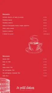 le petit italien dar bouazza menu restaurant casablanca 2