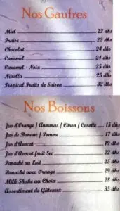 Le relais du jour Menu