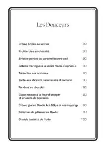 Menu Le Rocher Rabat March 2024 082609-554100