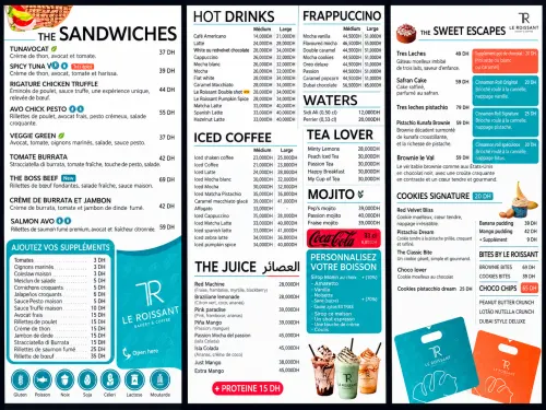 Menu de Le Roissant