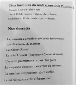 menu le saveur de poisson tanger