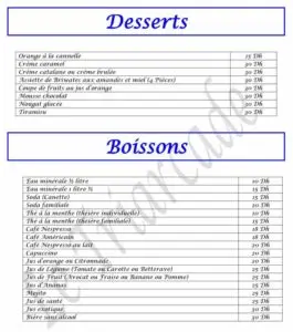 Les menus · 1