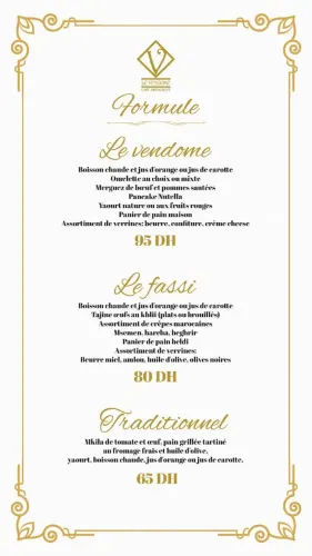 Menu de le vendome à Casablanca