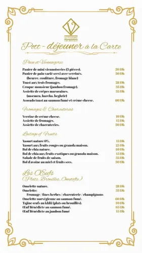 Menu de le vendome à Casablanca