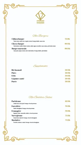 Menu de le vendome à Casablanca