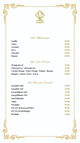 Menu de le vendome à Casablanca