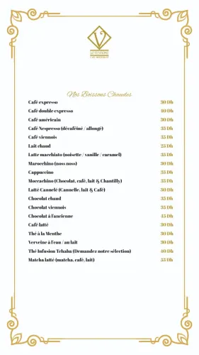 Menu de le vendome à Casablanca