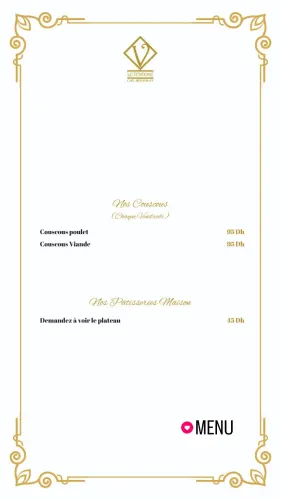 Menu de le vendome à Casablanca