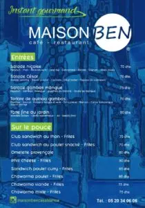 MAISON BEN MENU CAFE RESTAURANT CASABLANCA 2022 1