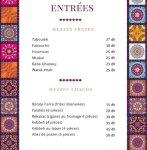 Maison Betrouth Rabat Menu Restaurant 2