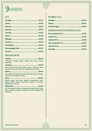 Menu de Maraya à Casablanca — page 24