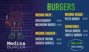 Menu Medina Burger Marrakech December 2023 515210-366300
