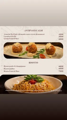 Menu de Mio Padre à Casablanca