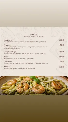 Menu de Mio Padre à Casablanca