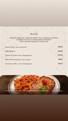 Menu de Mio Padre à Casablanca