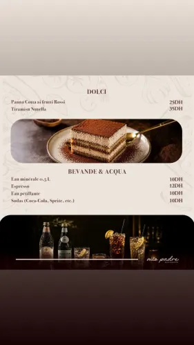 Menu de Mio Padre à Casablanca