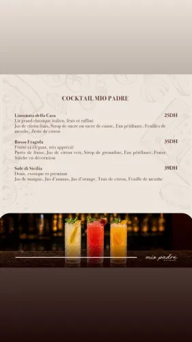 Menu de Mio Padre à Casablanca