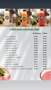 Menu Natural Juice Ghandi Casablanca May 2024 471208-325200