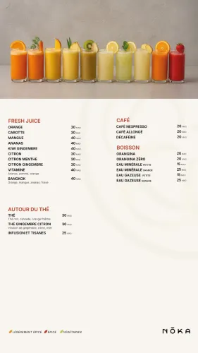 Menu de Nōka à Casablanca