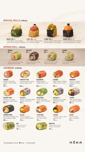 Menu de Nōka à Casablanca
