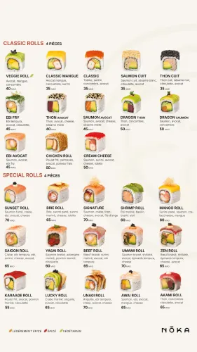 Menu de Nōka à Casablanca