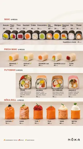Menu de Nōka à Casablanca