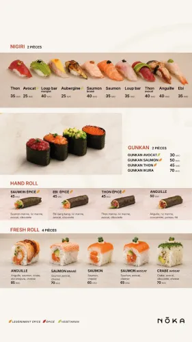 Menu de Nōka à Casablanca