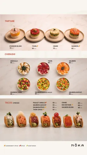 Menu de Nōka à Casablanca