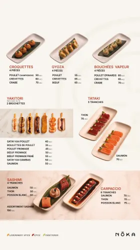 Menu de Nōka à Casablanca