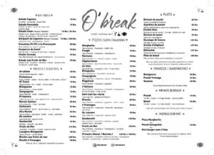 Obreak Casablanca Menu