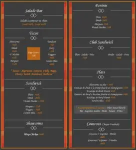 Les menus · 2