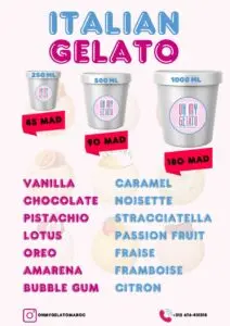Menu Oh My Gelato Marrakech April 2024 283620-536600