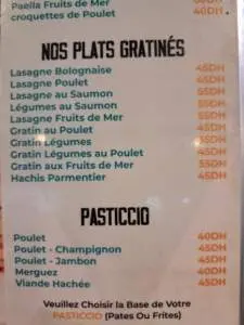 Menu Oumnia Marrakech